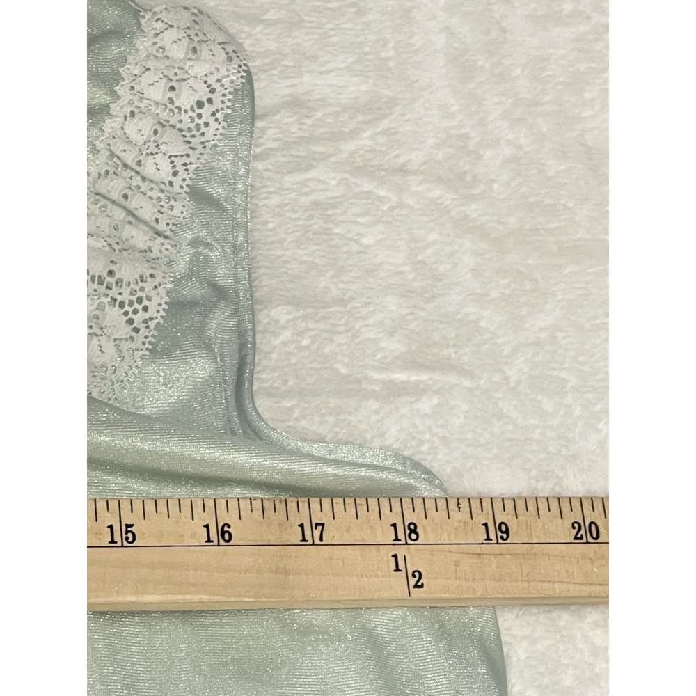Vintage Nightgown Light Blue With‎ Lace Trim Size M Midi length GrannyCore Flaw - Picture 8 of 11